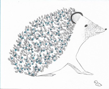 Drawing titled "Hedgehog" by La Souris, Original Artwork, Ballpoint pen