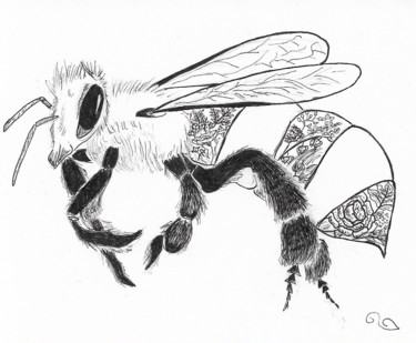 Drawing titled "Bee" by La Souris, Original Artwork, Ballpoint pen