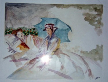Painting titled "les elegantes" by Alain Lasserre, Original Artwork, Watercolor