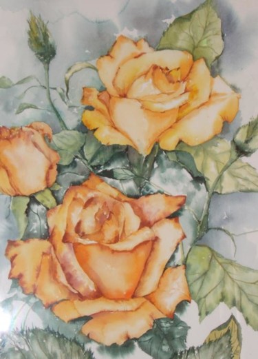 Peinture intitulée "les roses" par Alain Lasserre, Œuvre d'art originale, Aquarelle