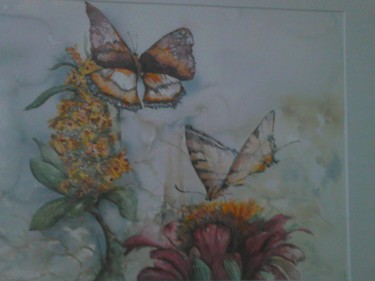 Painting titled "les papillons" by Alain Lasserre, Original Artwork, Watercolor