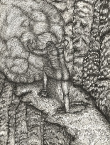 Dibujo titulada "Sisyphus" por Ivan Kuznetsov, Obra de arte original, Tinta