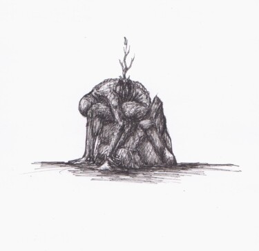 Zeichnungen mit dem Titel "Sprout" von Ivan Kuznetsov, Original-Kunstwerk, Tinte