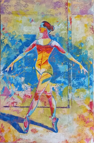 Painting titled "Ballerina" by László Barna, Original Artwork, Acrylic Mounted on Wood Stretcher frame