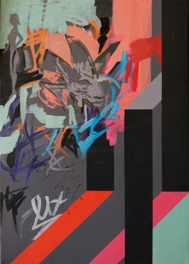 Malerei mit dem Titel "X4IJ&" von Laszlo Juhasz, Original-Kunstwerk, Acryl Auf Keilrahmen aus Holz montiert