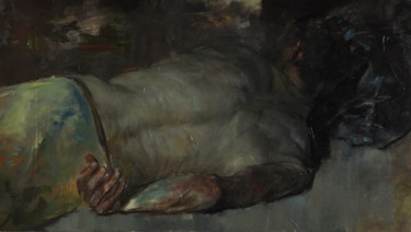 Painting titled "body-of-dead-icarus…" by Máthé László, Original Artwork, Oil