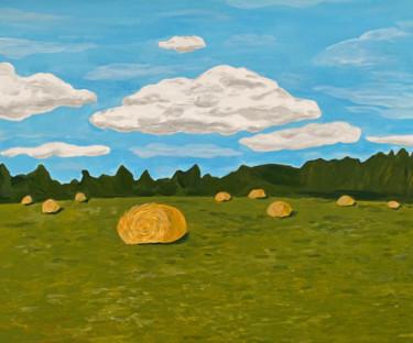 Pintura titulada "Haystacks in August" por Nina Karpova, Obra de arte original, Acrílico