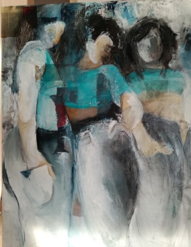 Peinture intitulée "3 sisters" par Anna Matt, Œuvre d'art originale, Huile