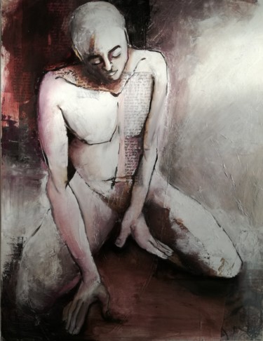 Peinture intitulée "l'homme blanc" par Anna Matt, Œuvre d'art originale, Huile
