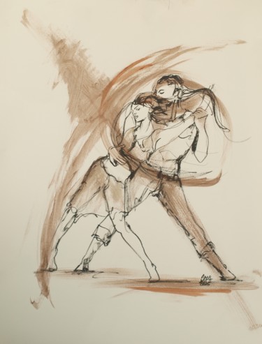 Drawing titled "danse 1" by Anna Matt, Original Artwork, Ink