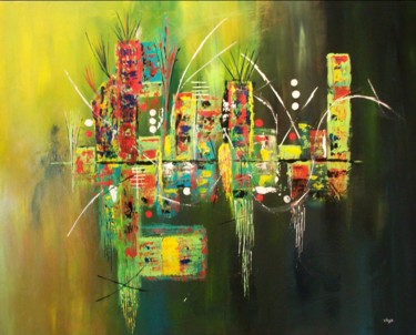 Painting titled "City Light" by Chrystelle Belly, Original Artwork, Acrylic