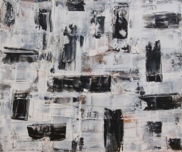 Painting titled "Noir et blanc" by Chrystelle Belly, Original Artwork, Acrylic