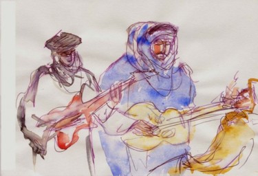 Dessin intitulée "musiciens (Tinariwe…" par Isa Becker, Œuvre d'art originale