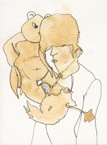 Dessin intitulée "garçon et ours" par Isa Becker, Œuvre d'art originale