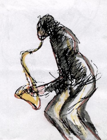 Drawing titled "musicien Richard Bo…" by Isa Becker, Original Artwork