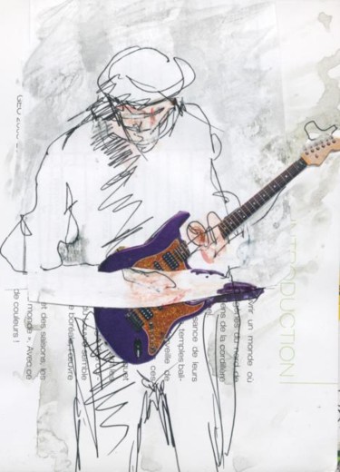 Drawing titled "musicien (guitarist…" by Isa Becker, Original Artwork