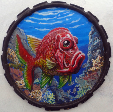 Pintura intitulada "Poisson larmé" por Jean-François Hirsch, Obras de arte originais, Acrílico