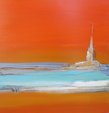 Painting titled "Le Mont Saint Michel" by Patricia Garreau, Original Artwork, Acrylic