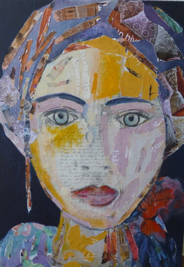 Collages titled "Son histoire" by Patricia Garreau, Original Artwork, Acrylic