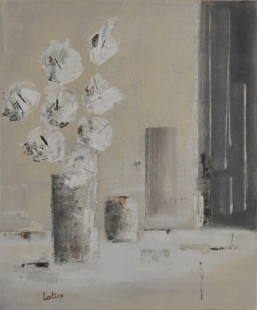 Peinture intitulée "Le bouquet beige" par Patricia Garreau, Œuvre d'art originale, Acrylique