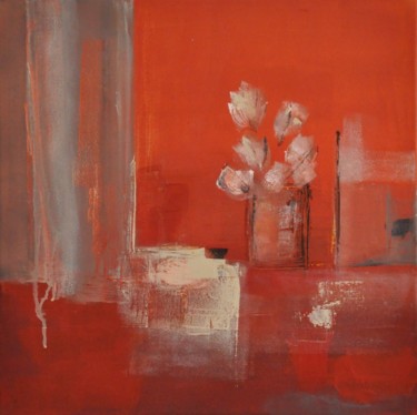 Painting titled "Rouge corail" by Patricia Garreau, Original Artwork, Acrylic