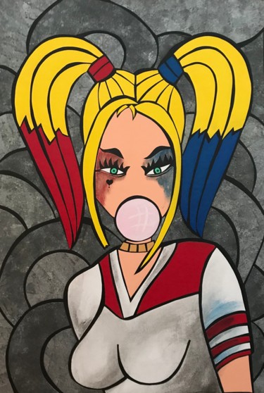 Painting titled "Harley Quinn" by Nathalie Latil, Original Artwork, Acrylic