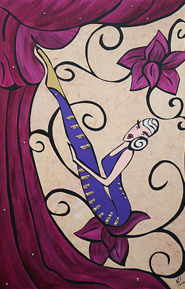 Schilderij getiteld "Le  Saxophone" door Nathalie Latil, Origineel Kunstwerk, Acryl