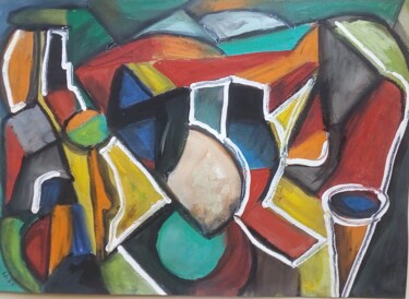 Painting titled "Abstraction1" by Laudu, Original Artwork, Gouache