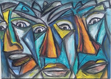 "3 visages" başlıklı Tablo Laudu tarafından, Orijinal sanat, Guaş boya