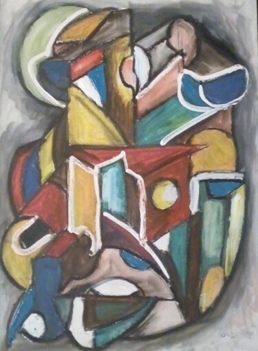 Pintura intitulada "abstraction2" por Laudu, Obras de arte originais, Guache