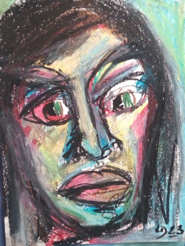 Drawing titled "visage 1" by Laudu, Original Artwork, Pastel