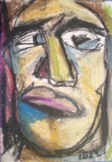Drawing titled "visage4" by Laudu, Original Artwork, Pastel
