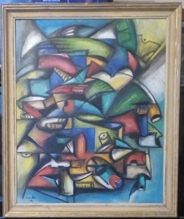 Desenho intitulada "abstraction à la pl…" por Laudu, Obras de arte originais, Pastel