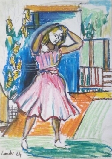 Drawing titled "Pensive" by Laudu, Original Artwork, Pastel