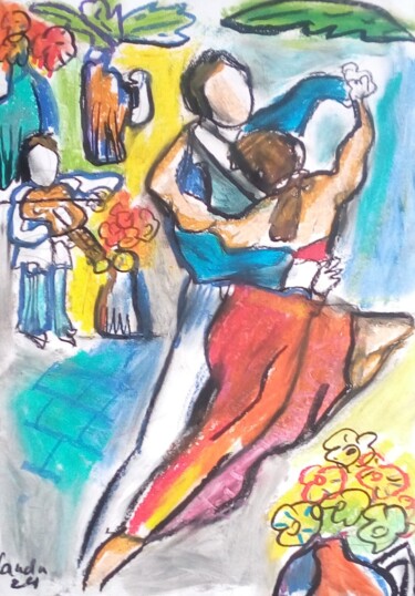 Desenho intitulada "Tango11" por Laudu, Obras de arte originais, Pastel