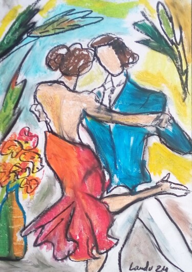 Dibujo titulada "Tango12" por Laudu, Obra de arte original, Pastel