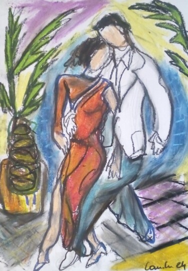 Dessin intitulée "Tango14" par Laudu, Œuvre d'art originale, Pastel