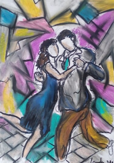 Tekening getiteld "Tango saturday night" door Laudu, Origineel Kunstwerk, Pastel