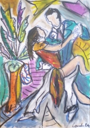 Desenho intitulada "Tango saturday nigh…" por Laudu, Obras de arte originais, Pastel