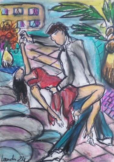 Dibujo titulada "Tango17" por Laudu, Obra de arte original, Pastel