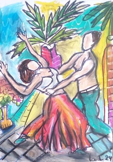 Drawing titled "Tango 18" by Laudu, Original Artwork, Pastel