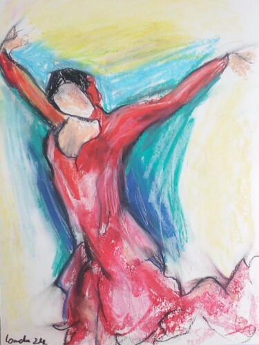 Dessin intitulée "Flamenco 3" par Laudu, Œuvre d'art originale, Pastel