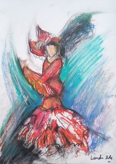 Dessin intitulée "Flamenco 9" par Laudu, Œuvre d'art originale, Pastel