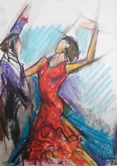 Dessin intitulée "Flamenco 14" par Laudu, Œuvre d'art originale, Pastel