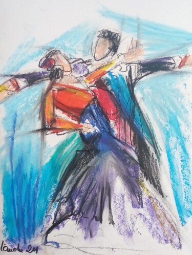 Dessin intitulée "Flamenco 15" par Laudu, Œuvre d'art originale, Pastel