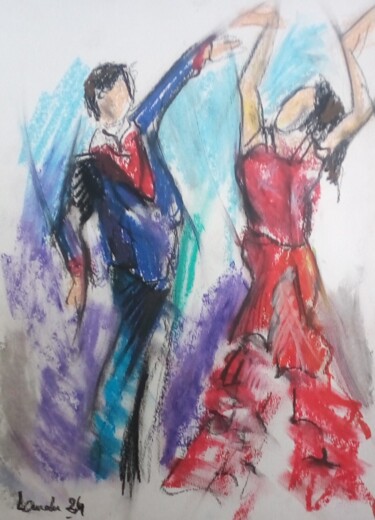 Dessin intitulée "Flamenco 16" par Laudu, Œuvre d'art originale, Pastel