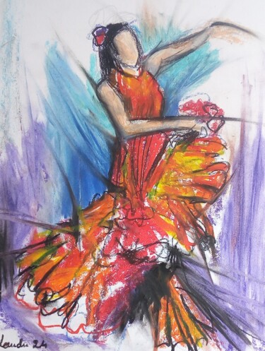 Dessin intitulée "Flamenco 19" par Laudu, Œuvre d'art originale, Pastel