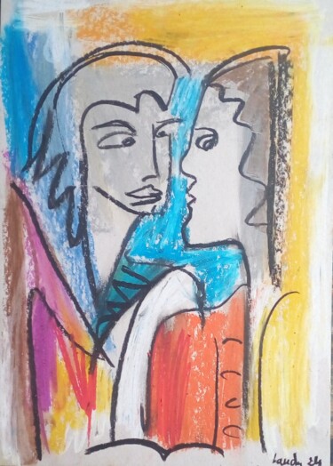 Drawing titled "Couple 1" by Laudu, Original Artwork, Pastel