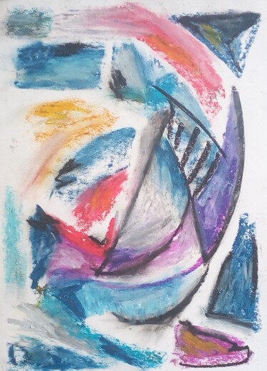 Dessin intitulée "Les petits abstrait…" par Laudu, Œuvre d'art originale, Pastel