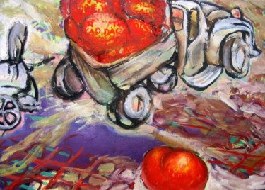 Peinture intitulée "Cherry truck" par Darius Laumenis, Œuvre d'art originale, Huile